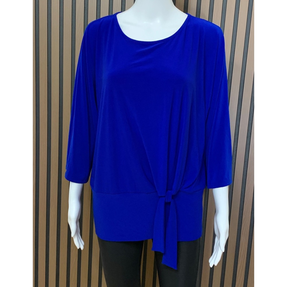 Joseph Ribkoff Women's Blue Side Tie Knot Blouse 3/4 Sleeve Lagenlook 14